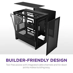 Корпус NZXT H3 Flow Tempered Glass без БП Black (CC-H31FB-01) - мініатюра 7