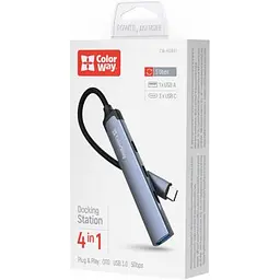 Концентратор ColorWay USB-C 4-in-1 USB-C2.0х3/USB3.0 (CW-HUB07) - мініатюра 5