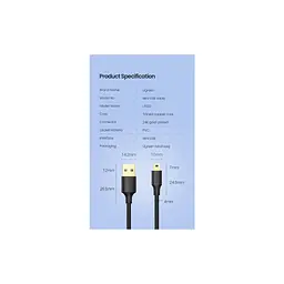 Дата кабель USB 2.0 AM to Mini 5P 1.0m US132 black Ugreen (10355) - мініатюра 9