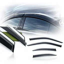 Дефлектори вікон вітровики Benke для Mercedes-Benz ML 350 W164 2005-2011 Молдинг Нержавіюча сталь 3D (BBZML0523-W/S) - мініатюра 3