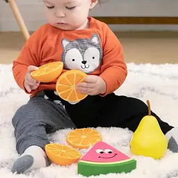 Игровой набор Fat Brain Toys Веселые разноцветные фрукты 27х13х15 см из силикона - миниатюра 5