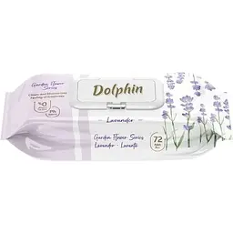 Вологі серветки Dolphin Lavander з клапаном 72 шт.