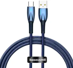 Кабель Baseus Glimmer Series Fast Charging Cable USB to Type-C 100W 1m CADH000403 Blue