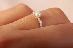 Каблучка з білого золота з жемчугом 18 K-0006 - мініатюра 8
