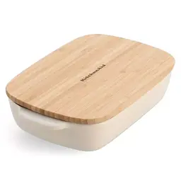 Форма для випічки з кришкою KitchenAid керамогранітна 24,1x15x6 см 0,9 л кремовий колір (CC006105-001)