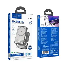 Універсальна мобільна батарея HOCO Sunlight power bank magnetic suction+holder Q36A 10000mAh | 1Type-C, 20W/3A, PD/QC| - мініатюра 2