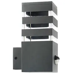 Вуличний світильник із датчиком руху Goldlux 317667 Teksas E27 1x12W IP44 GR