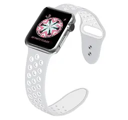 Спортивний ремінець з перфорацією Primo для Apple Watch 38 мм, 40 мм, 41 мм розмір S Grey White - мініатюра 2