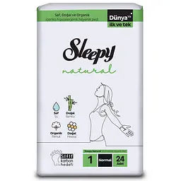 Прокладки гігієнічні Sleepy Natural Normal (240 мм) 5 крапель 24 шт. гіпоалергенні - мініатюра 1