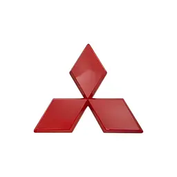 Емблема Mitsubishi 145х128 мм Червона Пластик на скотчі (Завод)