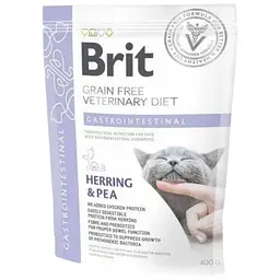Сухий корм Brit GF VetDiet Cat Gastrointestinal для кішок, у разі порушень травлення, із оселедецем, лососем, яйцем і горохом, 400 г