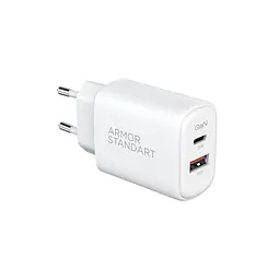 Мережевий зарядний пристрій ArmorStandart Poweraze 20W GaN Type-C + USB-A White (ARM87066)