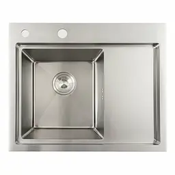 Кухонна мийка нержавійка 58x48 L Platinum Handmade (два отвори, круглий сифон 3,0/0,8), Нержавіюча сталь