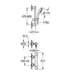 Змішувач термостатичний для душу Grohe QuickFix Precision Flow 34800001, Хром - мініатюра 2