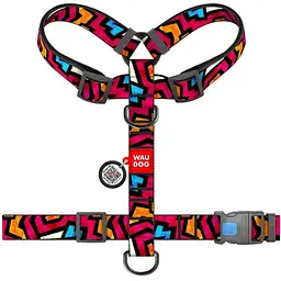 Шлея для собак Waudog Nylon анатомічна H-подібна з QR-паспортом, малюнок "Графіті", пластиковий фастекс, XL - мініатюра 2