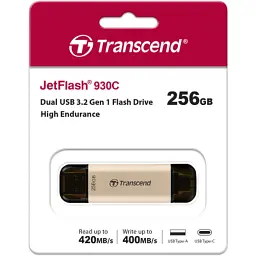 USB флеш накопичувач Transcend 256GB JetFlash 930 Gold-Black USB 3.2/Type-C (TS256GJF930C) - мініатюра 8