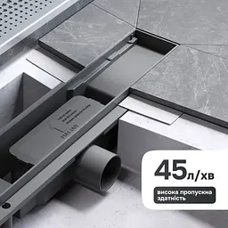Трап для душу лінійний AM.PM Primeflow Cut Gradient 500 мм, універсальний затвор, хром (W02SC-P11-050-01SB) - мініатюра 6
