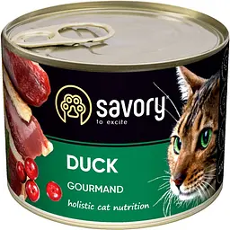 Вологий корм Savory для дорослих вибагливих котів з качкою 200 г