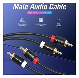 Коммутационный кабель 2xRCA—2xRCA Vention VABR06B100 1м Black - мініатюра 5