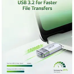 USB флеш-накопичувач Acer UT300 16GB USB 3.2 Metal (BL.9BWWA.587) - мініатюра 6