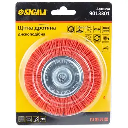 Щітка для електроінструменту Sigma дротяна дископодібна 100мм хвостовик 6мм нейлонова 9013301 (9013301) - мініатюра 3