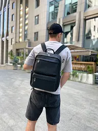 Чоловічий шкіряний рюкзак для ноутбука і подорожей Tiding Bag SB-133863 чорний - мініатюра 3