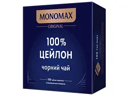 Чай пакетований чорний Мономах 100 пакетиків цейлонський у конверті з ниткою 100% CEYLON