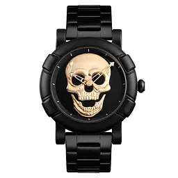 Оригінальний годинник Skmei Skull 9178 Black Gold - мініатюра 2