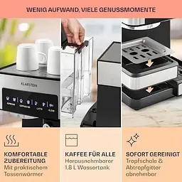 Кавомашина Klarstein Arabica Comfort 1350W 20 бар Німеччина (10035655) - мініатюра 3