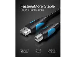 Кабель Vention USB A Male - B Male Print 2m (VAS-A16-B200) - мініатюра 2