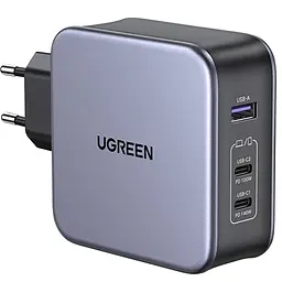 Зарядний пристрій 3xUSB 140W 2хUSB-C+USB-A Gan CD289 with C to C Cable 1.5 м Gray Ugreen