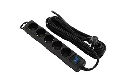 Подовжувач мережевий 5 розеток 5 метрів 2E Power Extension 5 Type F 5m 16A Black - мініатюра 1