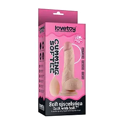 Фалоімітатор Cumming Softee Soft Ejaculation Cock With Ball 8" 20.3 см тілесний - мініатюра 4