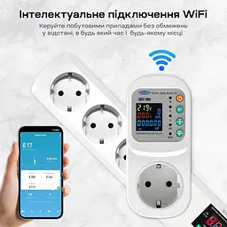 Розумна розетка з реле контролю напруги та струму з Wi-Fi (Tuya) TOMZN TOSVA-16LW EU 16A, моніторинг енергоспоживання, захист від витоку струму (51-00124) - мініатюра 6
