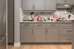 Кухонний фартух самоклеючий Бутони Рожеві Троянди для кухні наклейка ПВХ квіти 60х200 см Happy Pocket Z180589 - мініатюра 4