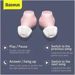 Навушники бездротові Baseus Bowie WM01 рожеві NGTW370004 - мініатюра 8