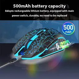 Безпровідна ігрова мишка Qukam RGB підсвічування USB Charge з вбудованим акумулятором Black - мініатюра 5