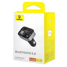 АЗП FM модулятор Baseus S-09 Pro Series 18W (2USB-A/1C) (C10762200113) Cluster Black - мініатюра 6