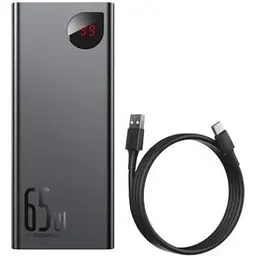 Зовнішній акумулятор Baseus PowerBank Adaman Metal Digital Display 20000mAh 65W Black (PPIMDA-D01) 60863-ska - мініатюра 4
