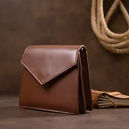 Сумка з лініями Vintage sale_14933 17,5х15,5х6 см Коричневий - мініатюра 4