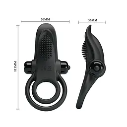 Ерекційне кільце на пеніс з вібрацією Pretty Love Vibro Penis Ring 11.3 см чорний - мініатюра 4
