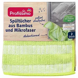 Серветка для дому з бамбука та мікрофібри Profissimo Bambus-Mikrofaser-Spültücher 30x30 см, 2 шт, від DenkMit