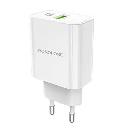 Зарядний пристрій Borofone BA55A Crown 2 виходи Type-C і USB 20 Вт біле - мініатюра 2