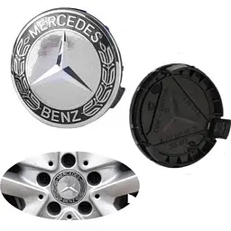 Ковпачки на литі диски Mercedes 75 / 70 мм Колосок Хром 1 шт (А1714000025)