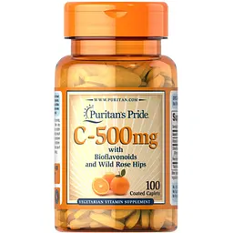 Вітамін С Puritan's Pride Vitamin C-500 with Protective Bioflavonoids and Wild Rose Hips 100 пігулок пролонгованої дії