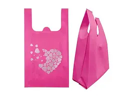 Еко сумка-майка ECOBAG без замка 300 x 540 x 130 (Автомат) з друком (Серце флекс 40г