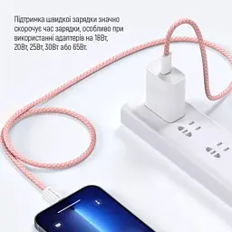 Дата кабель USB-C to USB-C 1.0m 60W 3.0А pink ColorWay (CW-CBPDCC061-P) - мініатюра 9