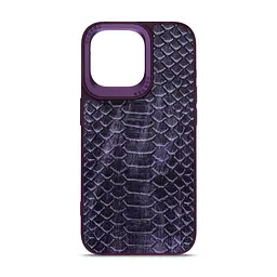 Кожаный чехол для Apple iPhone 15 Pro Max, Harder Lizard, фиолетовый, термополиуретан ТПУ + экокожа с имитацией кожи ящерицы, панель, защита корпуса, противоударный, микрофибра, рамка вокруг камеры, защита всего корпуса, (ARM76874)