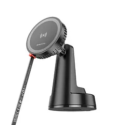 Автотримач BOROFONE BH208 + Wireless Charging 15W, кріплення на торпеду, клямка 50-90мм, Black, Box - мініатюра 2