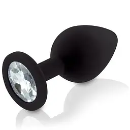 Набір силіконових анальних пробок із кристалом Rianne S: Booty Plug Set Black - мініатюра 4